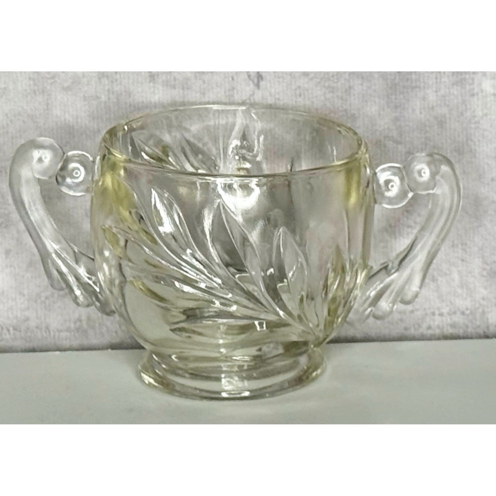 Indiana Glass Willow Oleander & Magnolia Leaf‎ Open Sugar Bowl w/Draped Handles
